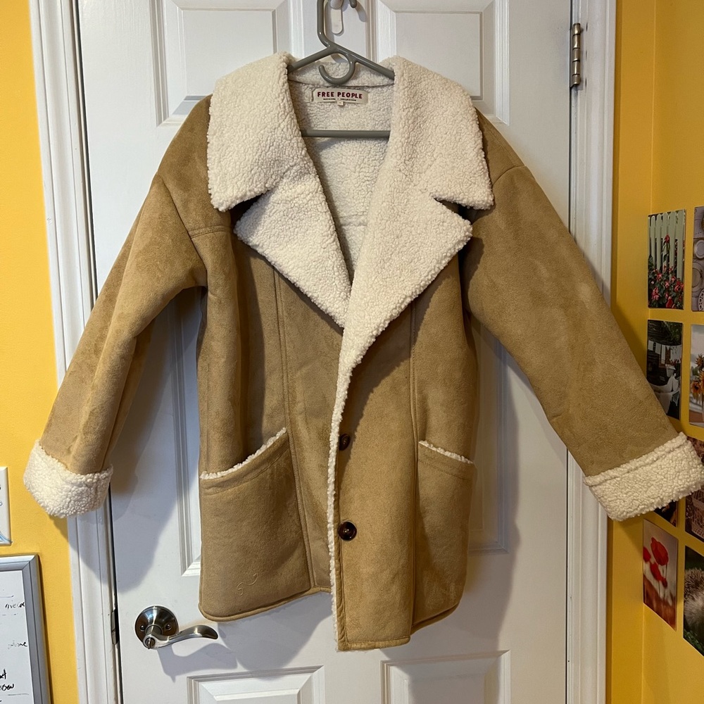 Free People Tan Shearling Coat